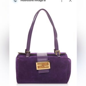 FENDI FF PURPLE and gold SUEDE with yellow silk interior 
BOX FLAP BAG